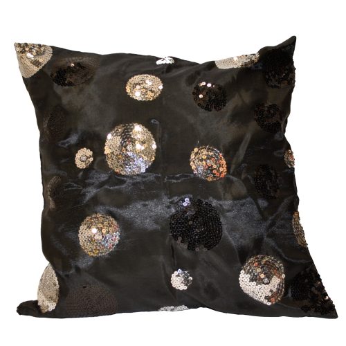 Black Satin with Silver Sequin Circles