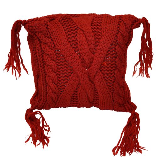Red Cable Sweater with Tassels